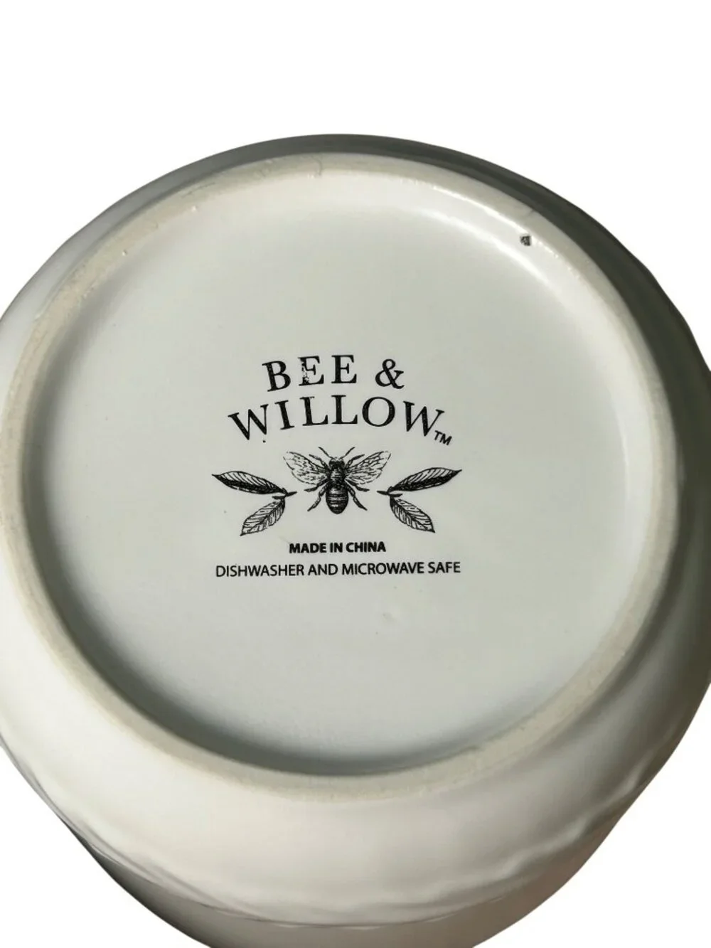 Bee & Willow Asheville Vine Mugs Set of 2 White Embossed Elegant Braided Design